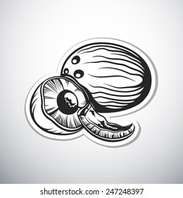 coconut outline vector illustration