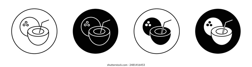 Coconut outlined icon vector collection.