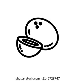 Coconut outlined icon. Vector fruit logo isolated on white background. Vegetarian food symbol, media glyph for web
