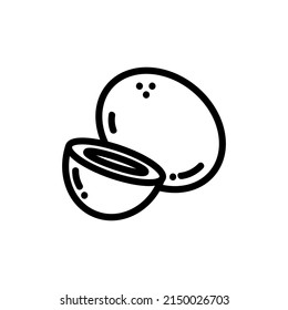 Coconut outlined icon. Vector fruit logo isolated on white background. Vegetarian food symbol, media glyph for web