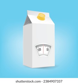 Coconut  package with a weight scale. Diet concept. Vector.