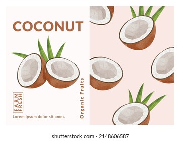 coconut packaging design templates, watercolour style vector illustration.