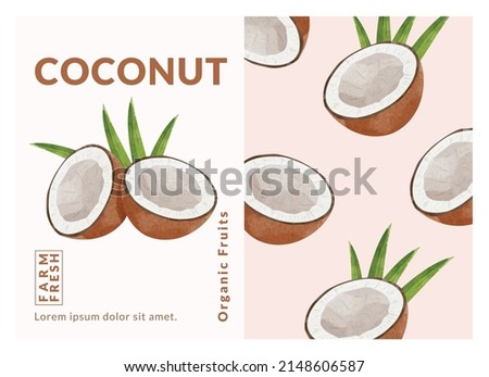 coconut packaging design templates, watercolour style vector illustration.