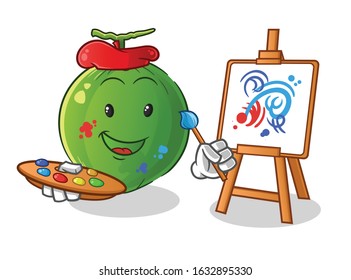 Coconut Painting Cartoon Artists Painters Cute Stock Vector (Royalty ...