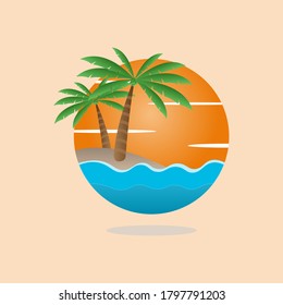 Coconut Palm Beach Summer Vacation Design