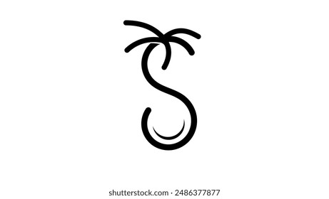 coconut and palm , black isolated silhouette