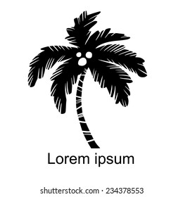 Coconut Palm black silhouette icon, black silhouette isolated on white background, art logo design