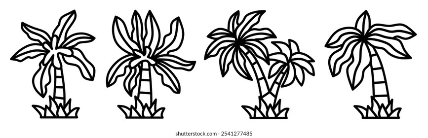 Coconut palm icon. Coconut palm thin line icon collection. Stock vector.