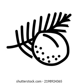 coconut palm leaf line icon vector. coconut palm leaf sign. isolated contour symbol black illustration