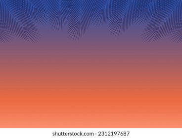 Coconut or Palm Leaves silhouettes  During Sunset or Sunrise. Summer background