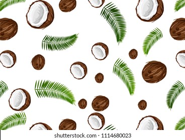 Coconut and palm summer pattern vector