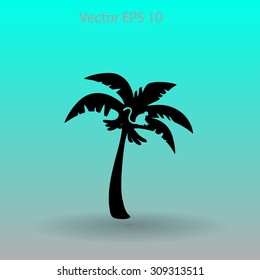 Coconut palm tree black vector illustration