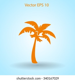 Coconut palm tree black vector illustration