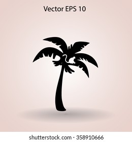 Coconut palm tree black vector illustration