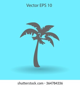 Coconut palm tree black vector illustration