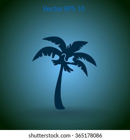 Coconut palm tree black vector illustration