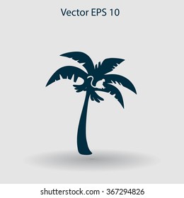 Coconut palm tree black vector illustration