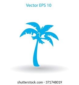 Coconut palm tree black vector illustration