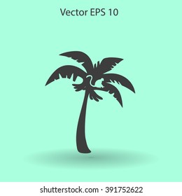 Coconut palm tree black vector illustration
