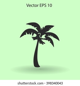 Coconut palm tree black vector illustration
