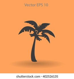 Coconut palm tree black vector illustration