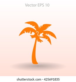 Coconut palm tree black vector illustration