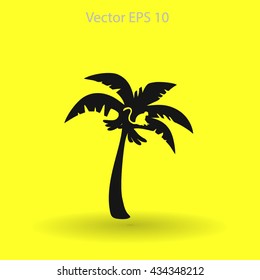 Coconut palm tree black vector illustration