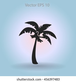 Coconut palm tree black vector illustration