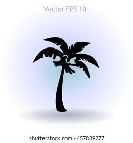 Coconut palm tree black vector illustration