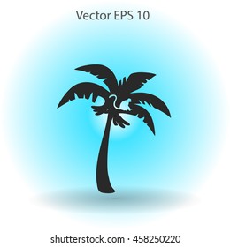 Coconut palm tree black vector illustration