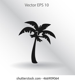 Coconut palm tree black vector illustration