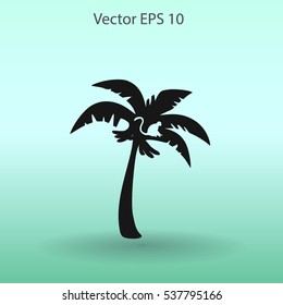Coconut palm tree black vector illustration