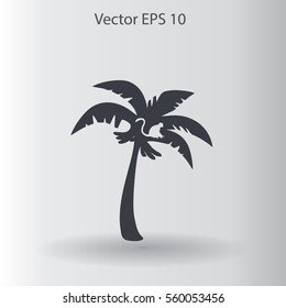 Coconut palm tree black vector illustration