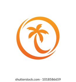 Coconut Or Palm Tree Circle Logo