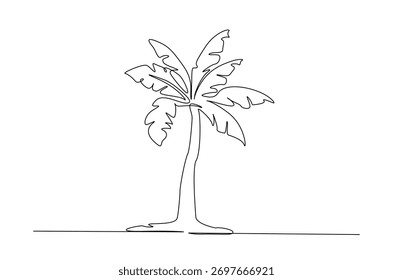 Coqueiro ou palmeira em desenho contínuo de uma linha. Ilustração em arte de linha única de coqueiro ou palmeira. Vetor editável.