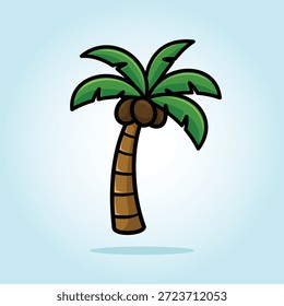 Ilustração de vetor de ícone de desenho animado de palmeira de coco. Plano de fundo isolado. Estilo de Desenho Animado Plano