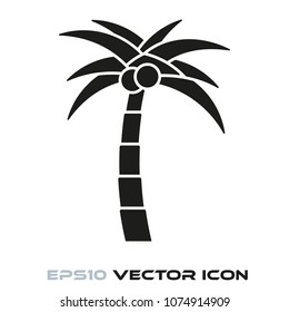 Coconut palm tree flat glyph icon vector