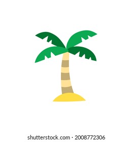 Coco, icono de la palmera en el icono del color, aislado en el fondo blanco 