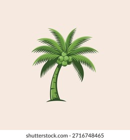 Coconut palm tree icon flat vector design.