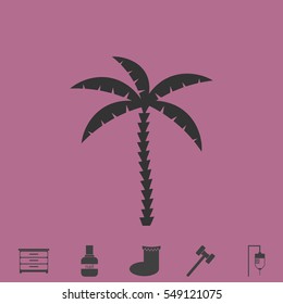 Coconut palm tree icon flat. Simple vector grey pictogram and bonus symbol