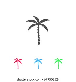 Coconut palm tree icon flat. Color pictogram on white background. Vector illustration symbol and bonus icons