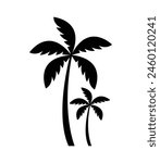 Coconut palm tree icon, simple style palm tree silhouette.