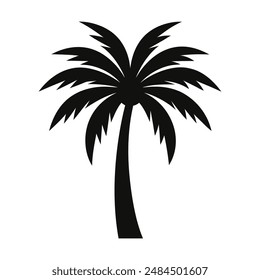 Coconut palm tree icon, simple style palm tree silhouette.