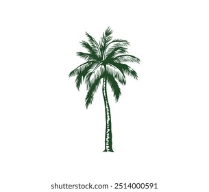 Coconut palm tree icon, simple hand drawing style