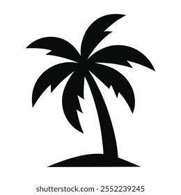 Coconut palm tree icon, simple style palm tree silhouette.