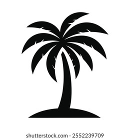 Coconut palm tree icon, simple style palm tree silhouette.