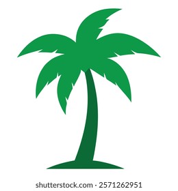 Coconut palm tree icon, simple style palm tree silhouette on white background