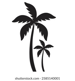 Coconut palm tree icon, simple style palm tree silhouette