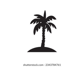 coconut palm tree icon, tropical beach or island symbols