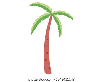 Coconut Palm Tree Illustration with Green Leaves